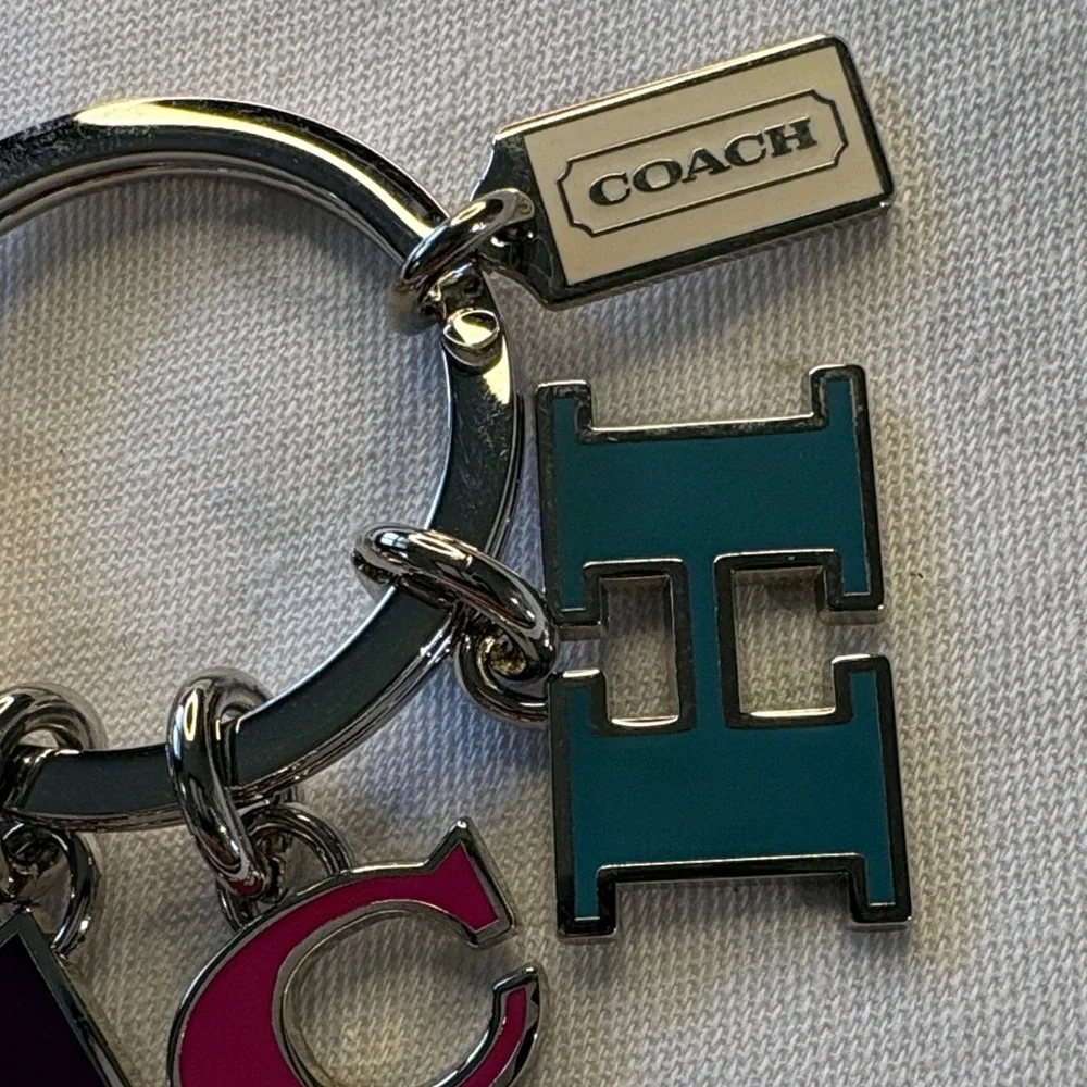 Coach Multicolor Enamel Letter Charm Key Ring - Picture 2 of 3